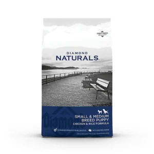 Bag of Original Naturals dog treats with a coastal pier design.