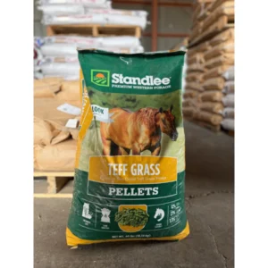 Bag of Standlee hay grass pellets for small animals.
