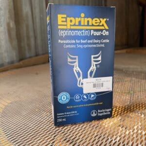 Box of Eprinex Pour-On for cattle parasite control.