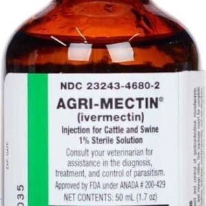 Bottle of Agri-Mectin ivermectin sterile solution for injection.